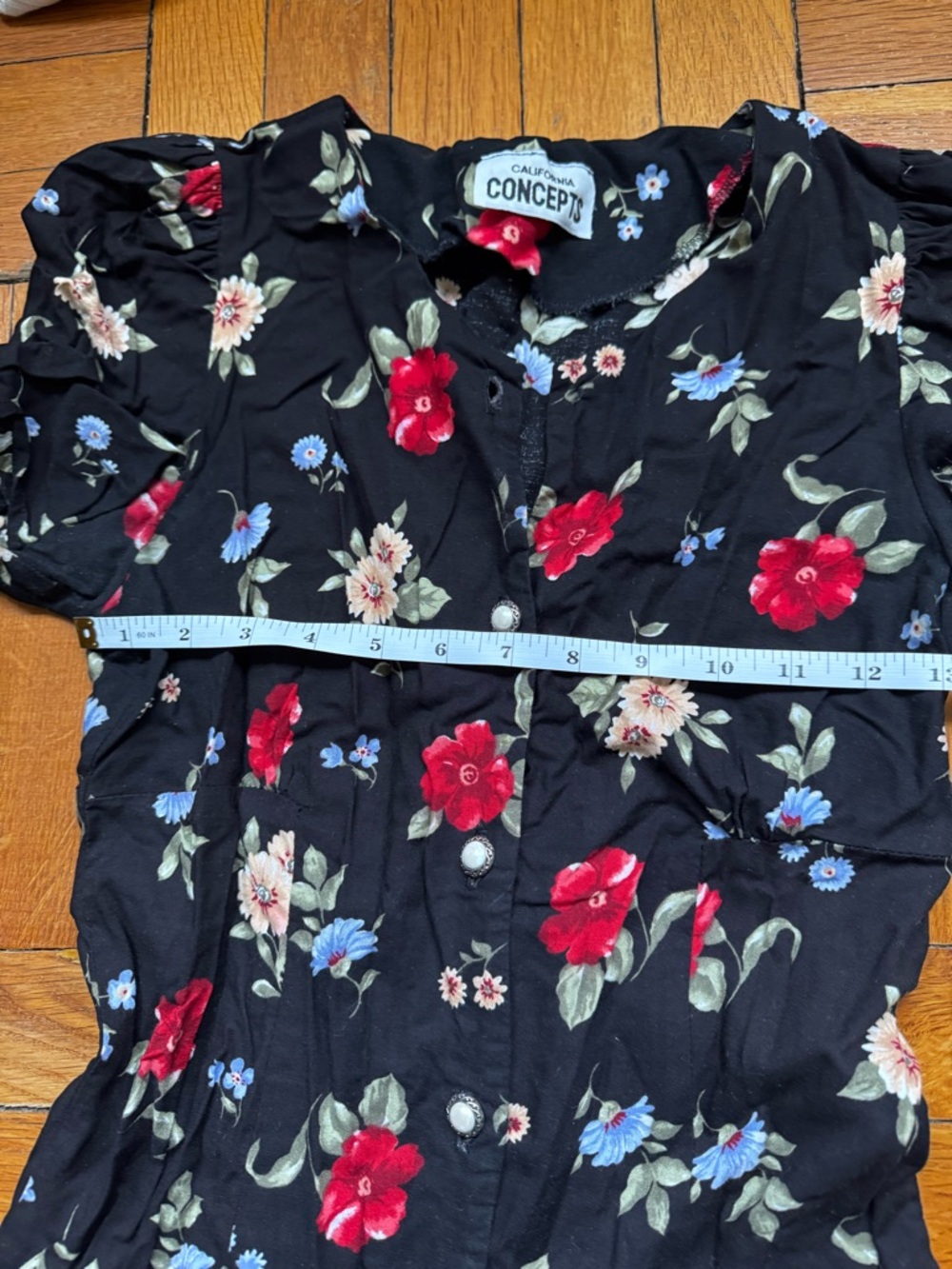 Vintage Floral Button-Front Midi Dress - Picture 3 of 7